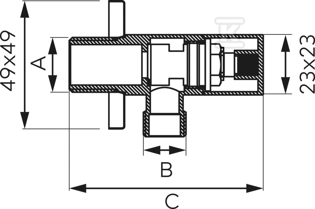 Zawór kątowy QUADRO podłączeniowy G1-2 - Z294-BL